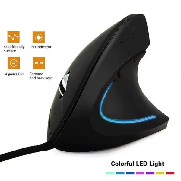 Wired Right Hand Vertical RGB Mouse Ergonomic Gaming Mouse 3200DPI USB Optical Wrist Healthy Mause for PC Computer - Image 4