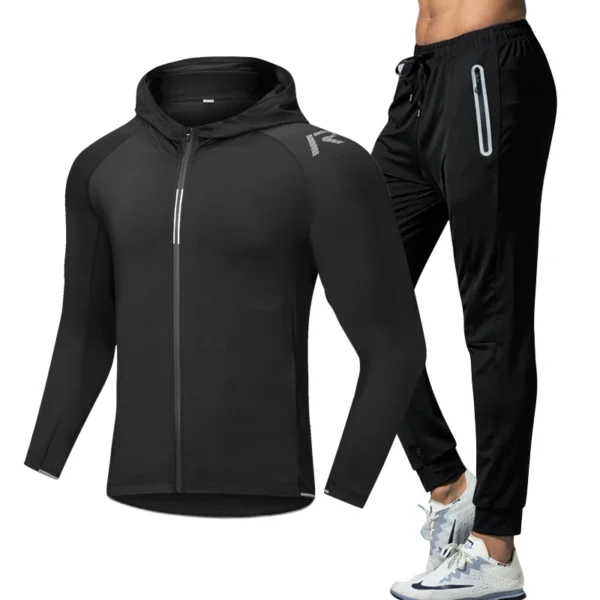 Quick Dry Men's Running Jacket Training Sportswear Set Gym Fitness Compression Sport Suit Jogging Tight Sportswear Clothes Male - Image 5