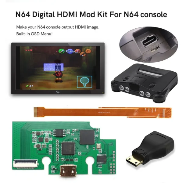 HISPEEDIDO For N64 Digital HDMI Mod Kits Transfer Port PCB Sets Play Games on TV, Game Console Spares 3 Aspect Ratio - Image 3