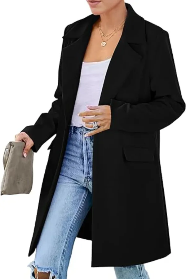 Women's Jacket Wool & Blends Winter Coat Long Outerwears Female Coats Double Breasted Women's Clothes Turn-down Collar - Image 5