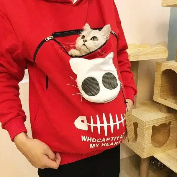 Winter Hoodies Sweatshirt Man Women Animal Pouch Hood Pullover Blouse Tops Lady Carry Dog Cat Breathable Sweatshirts 3XL - Image 3