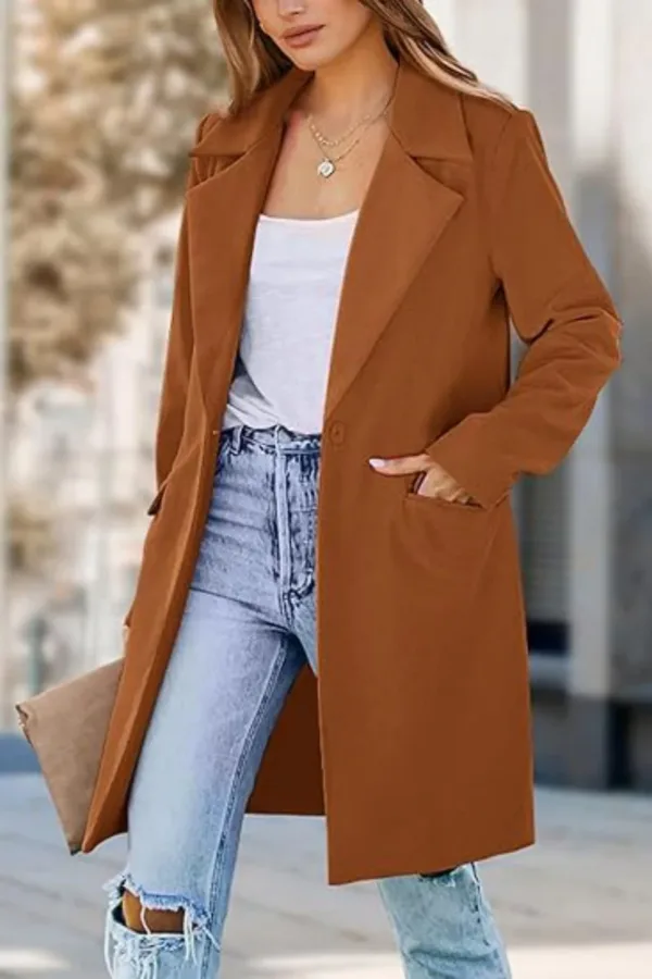 Women's Jacket Wool & Blends Winter Coat Long Outerwears Female Coats Double Breasted Women's Clothes Turn-down Collar