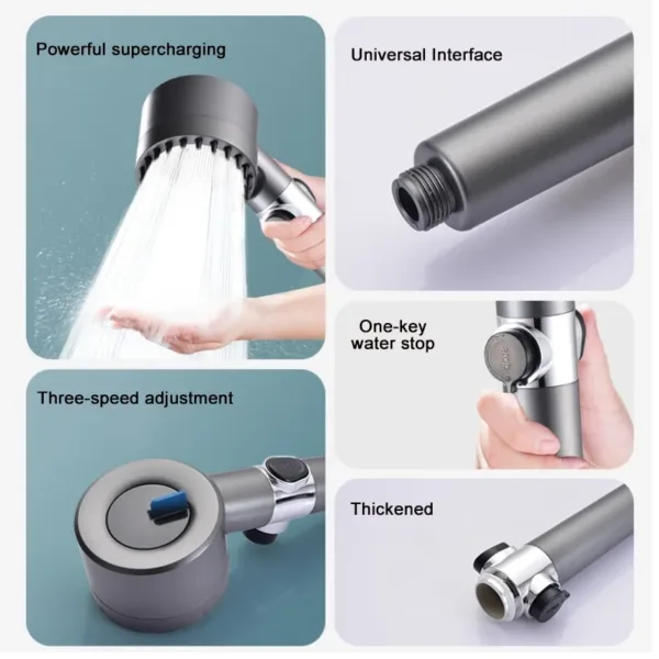 High Pressure Shower Head 4 Modes Adjustable Showerhead With Massage Brush Filters Water Saving Shower Bathroom Accessories - Image 4