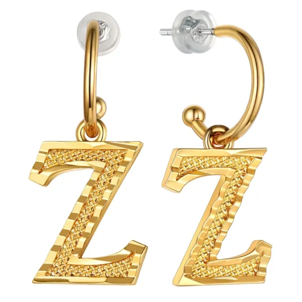 Vintage Gold Alphabet Earrings - Image 24