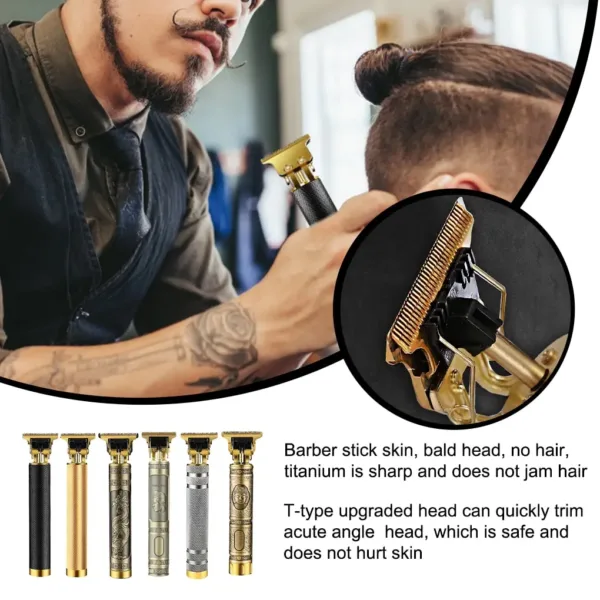 2024 Vintage T9 0mm Professional Hair Clippers Electric Waterproof Rechargeable Trimmers For Men Clipper Hair Cutting Machine - Image 2