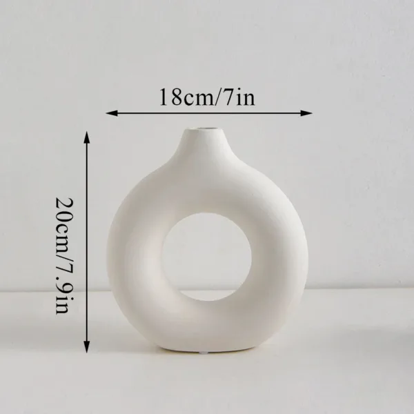 Plastic Circle Vase Donut Shape Living Room Decoration Dry Flower Vase Nordic Style Home Decor Furnishings Vase Room Decor - Image 2