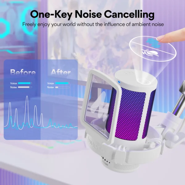 Maono Gamerwave DGM20S USB Microphone Gaming Mic Condenser Mic RGB Mic Noise Canceling Mic with Mic Gain,RGB Light,One key mute - Image 5