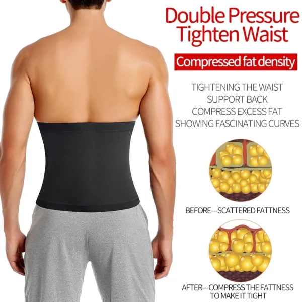 Mens Abdomen Reducer Sauna Body Shaper Fitness Sweat Trimmer Belt Waist Trainer Belly Slimming Shapewear Waist Trainer Corset - Image 2