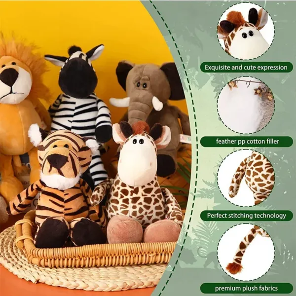 25CM Kawaii Jungle Animal Plush Toys Forest Animal Plush Dog Zebra Elephant Lion Fox Giraffe Children's Toys Doll Birthday Gift - Image 6