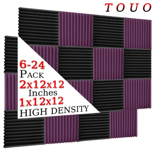 TOUO 6-24 Pack Studio Acoustic Foam Music Studio Soundproof Sheet Noise Sound-Absorbing Foam KTV Room Isolation Door Wall Panel - Image 10