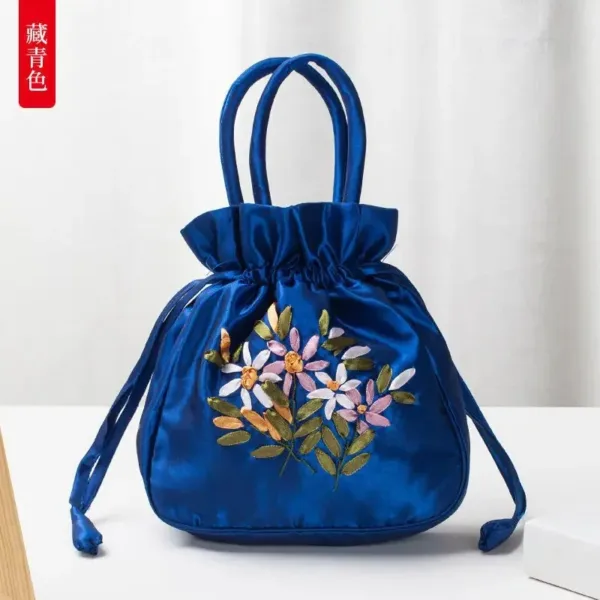 Embroidered Floral Bucket Bag - Image 6