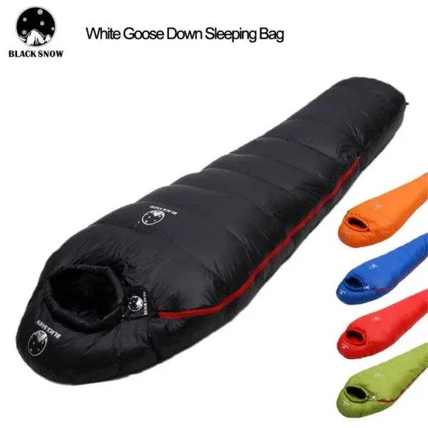 Very Warm White Goose Down Filled Adult Mummy Style Sleeping Bag Fit for Winter Thermal 4 Kinds of Thickness Camping Travel - Image 24