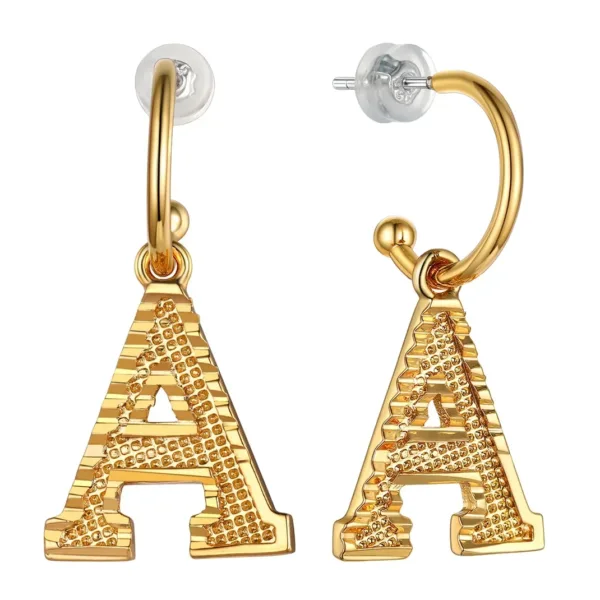 Vintage Gold Alphabet Earrings - Image 3