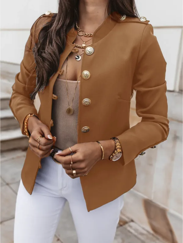 Casual O-neck Long Sleeve Jacket Outerwear Office Lady Spring Autumn Fashion Elegant Solid Blazer Coat For Women 2024 Female Top - Image 5