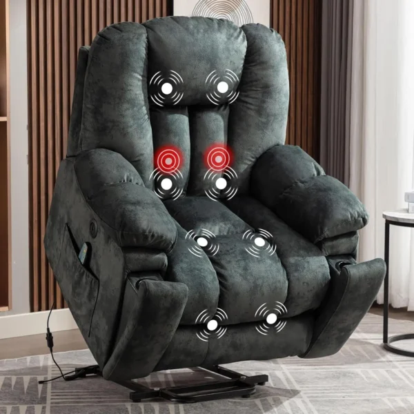 Large Power Lift Recliner Chair with Massage, Heat,and USB for Elderly, Overstuffed Wide Recliners, Heavy Duty and Safety Motion - Image 5