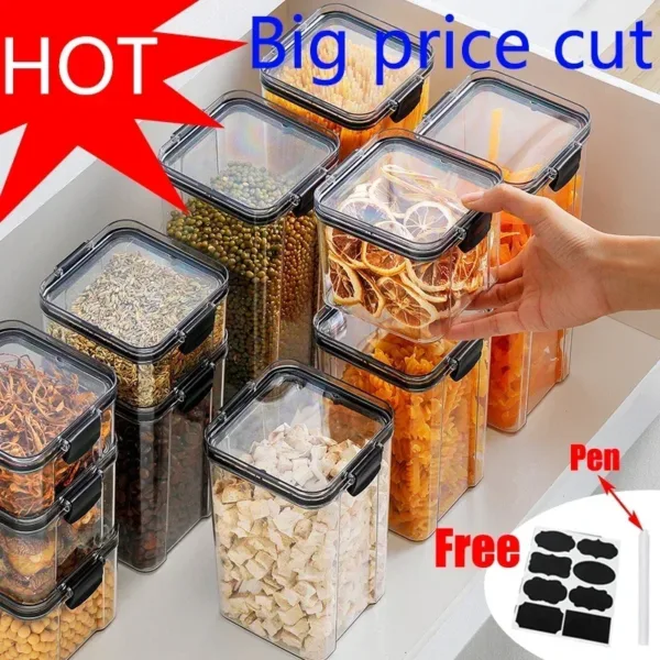 460-1800ml Sets Stackable Kitchen Sealed Jar Plastic Food Storage Box Multigrain Tank Bottle Dried Fruit Tea Storage Containers - Image 25