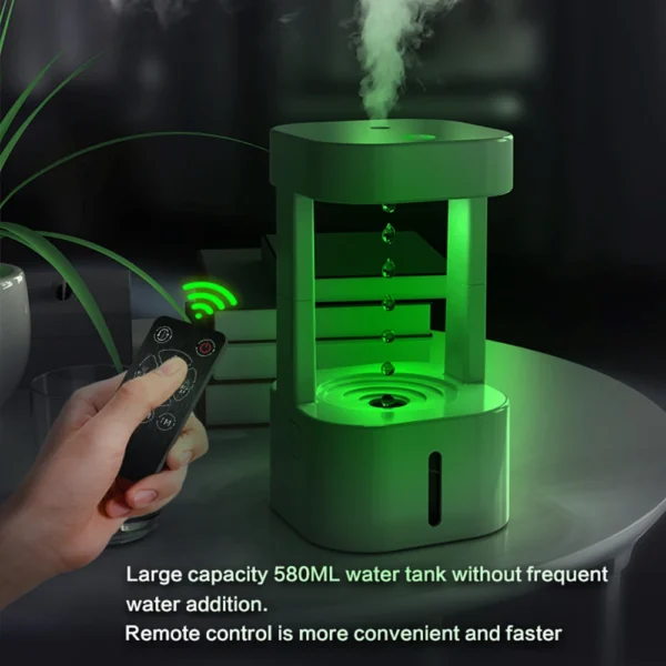 580ml Water Droplet Air Humidifier Anti-Gravity Ultrasonic Cool Mist Maker Weightless Sprayer with LED Night Light Humidifier - Image 6