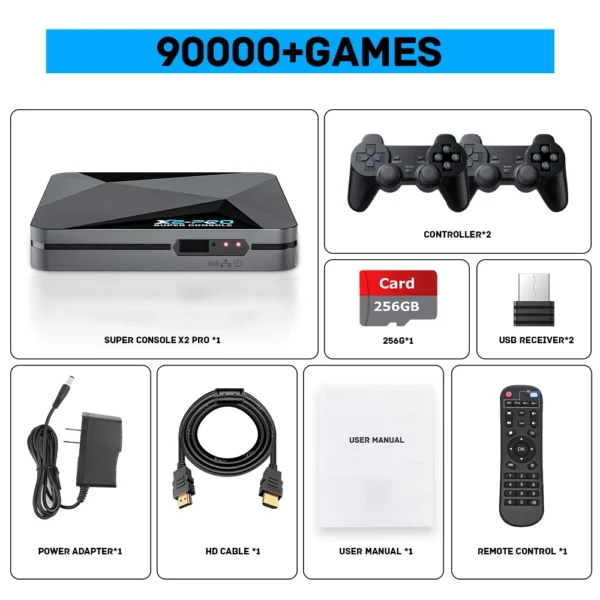KINHANK Retro Video Game Console Super Console X2 Pro with 90000 Video Games for PS1/DC/MAME/SS with Gamepad Kid Gift Game Box - Image 7
