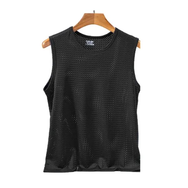 Men's Ice Silk Mesh Tank Tops Gym Stringer Transparent Bodybuilding Sleeveless Shirt Fitness Vest Male mesh Muscle Singlets