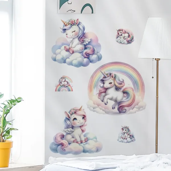 Unicorn Decorative Vinyl Child Wall Stickers For Baby Girl Room Decor Adhesive Wallpaper Bedroom Accessories Wall Art Room Decor - Image 3