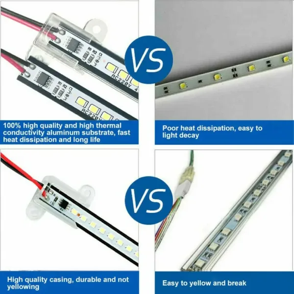 SMD Fluorescent Floodlight Tube Bar 220V LED Rigid Light Strip High Brightness 30cm/40cm/50cm Industries Showcase Display Lamp - Image 3