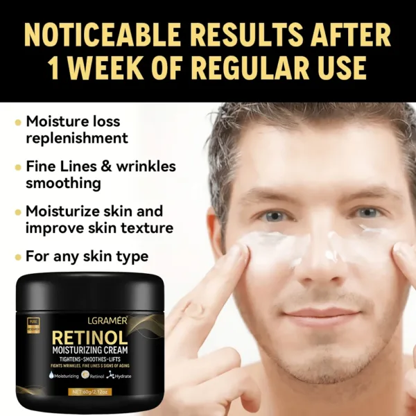 Men Retinol Face Cream Remove Wrinkle Firming Lifting Whitening Brightening Moisturizing Facial Skin Beauty Care 60g - Image 7