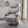 Power Lift Recliner Chair with Heat and Massage for Elderly Faux Leather Modern Reclining Sofa Chair with Cup Holders