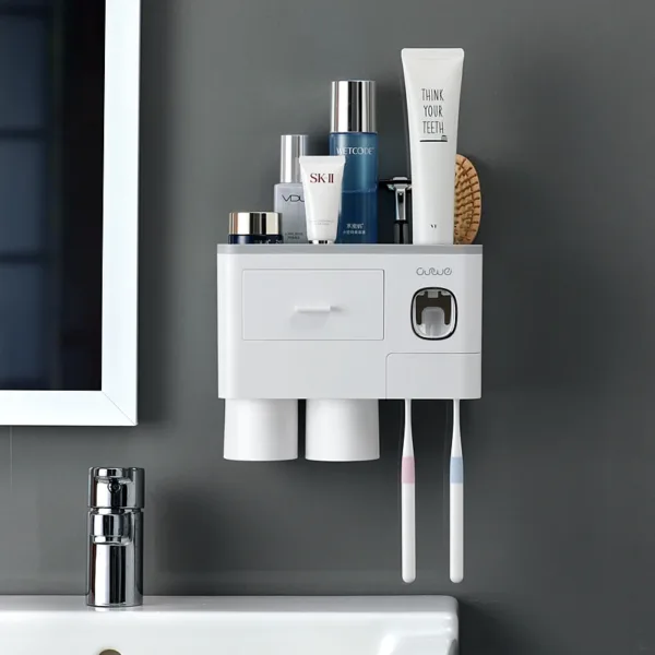 Bathroom Accessories organizer Set Toothbrush Holder Automatic Toothpaste Dispenser Holder Toothbrush Wall Mount Rack Tools Set - Image 13
