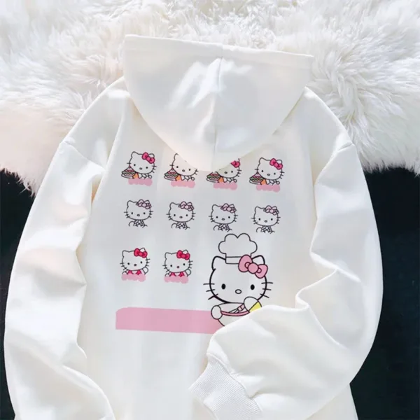 Sanrio Anime Cute Printed Hoodies Women Cartoon Hello Kitty Y2k Korean Students Loose Sweatshirt Fashion Sweet Cardigan Clothing - Image 6