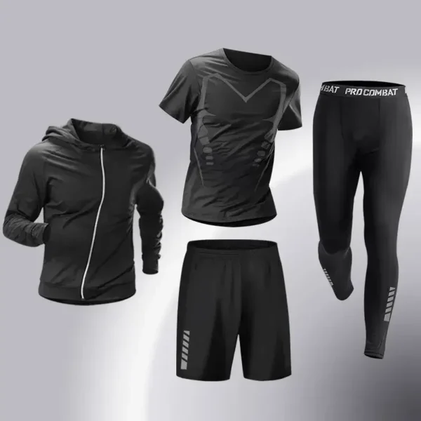 Fashion 3-5 PCS Mens Running Sportswear Set Fitness Jogging Compression Tracksuit Suit Training Sports Clothes Dry Fit Leggings - Image 5