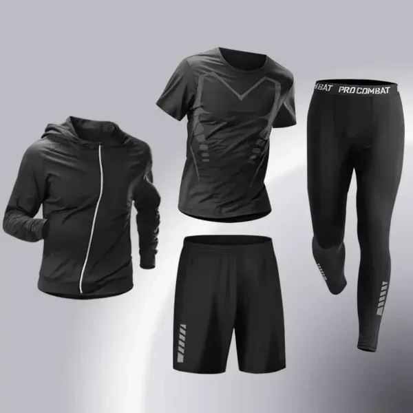 Fashion 3-5 PCS Mens Running Sportswear Set Fitness Jogging Compression Tracksuit Suit Training Sports Clothes Dry Fit Leggings - Image 4