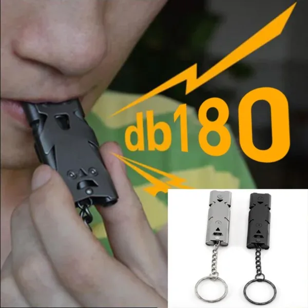 Portable Whistle 180 db Aluminum Alloy Double Tube Lifesaving Emergency SOS Safety Survival Tool Kit Outdoor Camping Equipment - Image 4