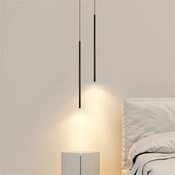 Superfine 2CM Led Pendant Lights Long Tube Hanging Lamp Kitchen Island Dining Room Table Pendant Lamp Bedroom Bedside Droplight - Image 2