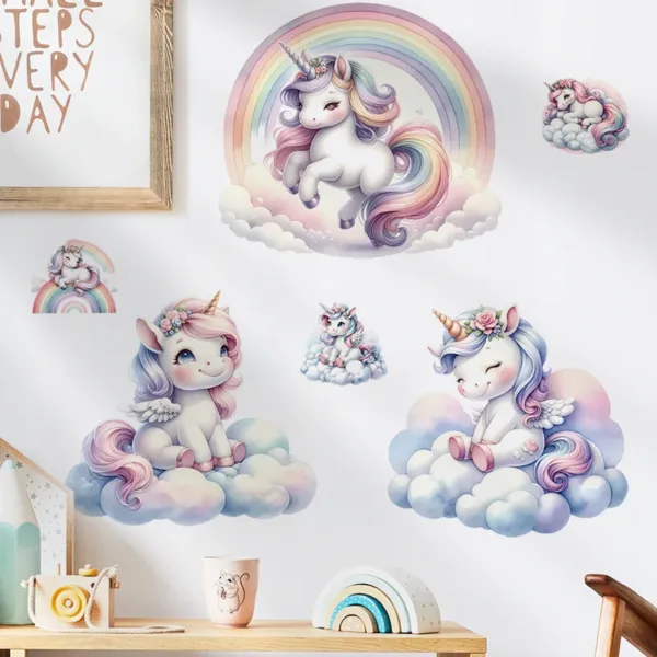 Unicorn Decorative Vinyl Child Wall Stickers For Baby Girl Room Decor Adhesive Wallpaper Bedroom Accessories Wall Art Room Decor - Image 3