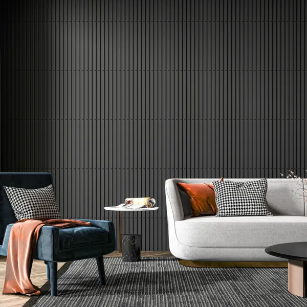 Art3d 12PCS Slat Wall Panel, 3D Fluted Textured 50x50cm Black Home Decoration Waterproof Wall Panels - Image 2