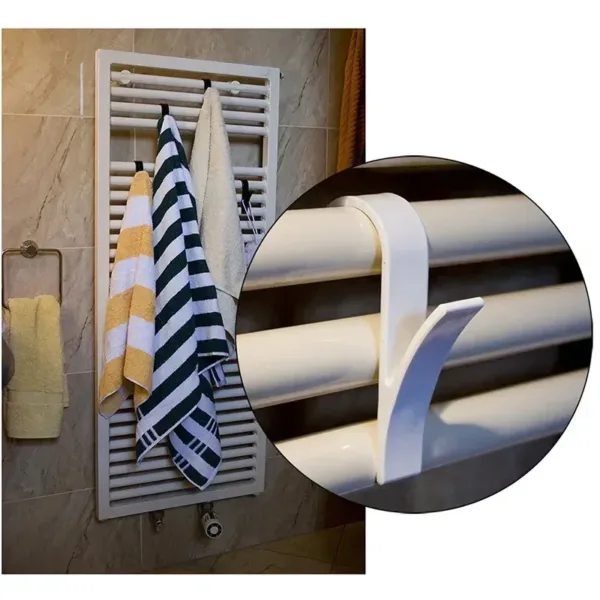 Kitchen Bathroom Hanger Clips Storage Racks White Clear Hanger Heated Towel Radiator Rail Clothes Scarf Hanger Hooks Holder - Image 3