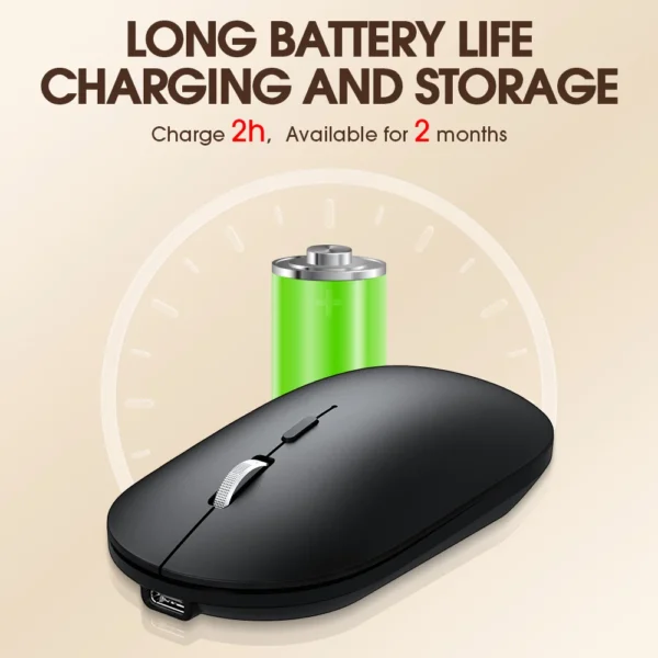Wireless bluetooth Mouse Silent Rechargeable Mice Bluetooth Mouse for Laptop Computer Desktop PC MacBook Mac IPad IPhone Tablet - Image 6