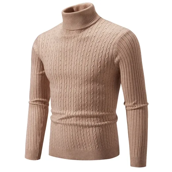 Men's High Neck Sweater Solid Color Pullover Knitted Warm Casual Turtleneck Sweatwear Woolen Mens Winter Outdoor Tops - Image 20