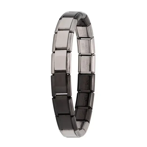 Italian Elastic Charm Bracelet (Black-Silver-A)