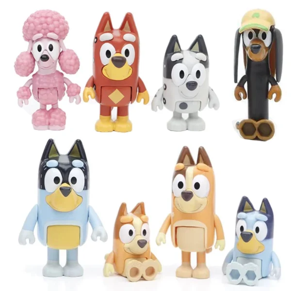 8Pcs/Set Bluey Bingo Anime Figurines Toy Figures Movable Joints Action Figure Model Dolls Children Birthday Decoration Toy Gift - Image 5
