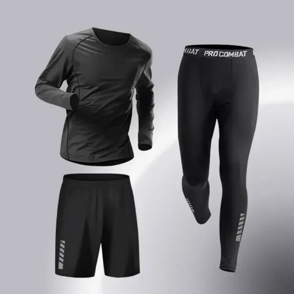 Fashion 3-5 PCS Mens Running Sportswear Set Fitness Jogging Compression Tracksuit Suit Training Sports Clothes Dry Fit Leggings - Image 9