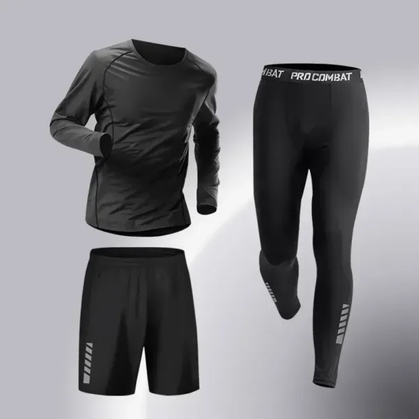 Fashion 3-5 PCS Mens Running Sportswear Set Fitness Jogging Compression Tracksuit Suit Training Sports Clothes Dry Fit Leggings - Image 5