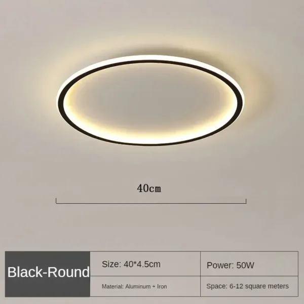 Simple Nordic Style Lighting Ceiling Lamp All White And Black Edge Modern Living Room Lamp Bedroom Home Lighting Decoration - Image 8