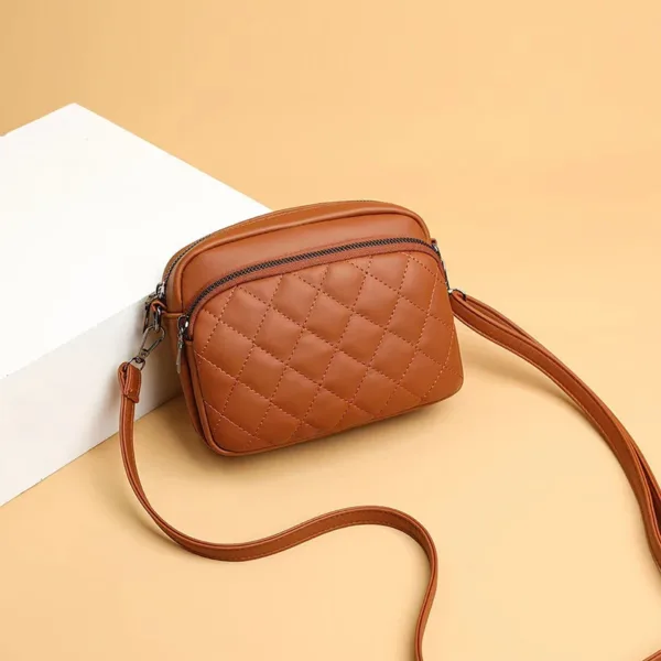 Diamond Lattice Leather Shoulder Bag - Image 4