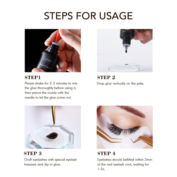 Gollee Eyelash Glue 0.5s Fast drying lashes glue for Salon Artist Eyelash Extensions Glue Profession eyelash extension supplies - Image 10