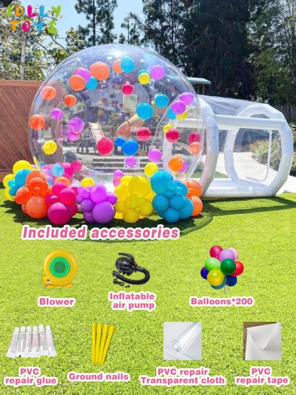 JOLLY TOYS Balloon inflatable bubble house with trampoline and transparent dome PVC material with blower - Image 17