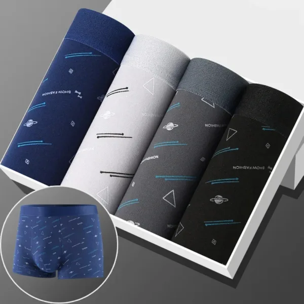 We.Fine 4 Pieces Men Boxers Sports Underwear Underpants Shorts Simple Line Breathable Fashion Sports Fitness XL 2XL 3XL 4XL - Image 5