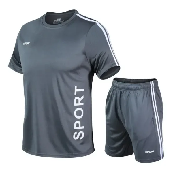 Men Running 2024 Summer Latest Sportswear Polyester Printed T-shirt + Shorts Quick Dry Sport Suit 2-piece Outfits Jogger Set - Image 11