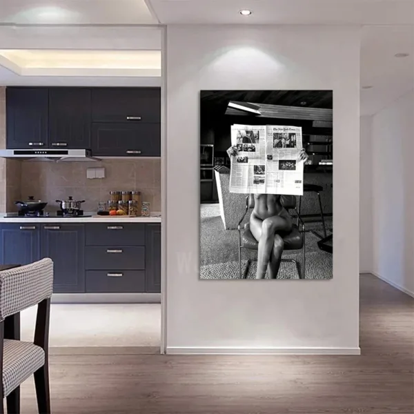 Black and White Nude Art,Woman Holding Newspaper Posters and Prints Vintage Wall Art Pictures for Bedroom Living Room Home Decor - Image 6