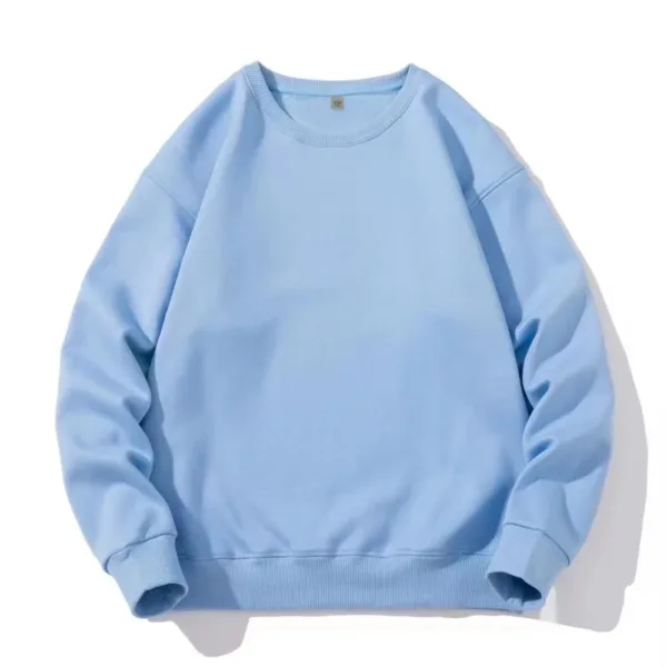Men Cotton Spring Autumn Solid Color O-neck Sweatshirt Universal Simple Casual Pullover Couple Long Sleeve T-shirt White Top - Image 10